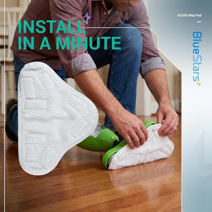 BlueStars 10-Pack H2OX5 Microfiber Steam Mop Pads Replacement – Compatible with H2O H20 Steam Mop X5 – Washable & Reusable, Exact Fit for H2O X5 Steam Cleaners