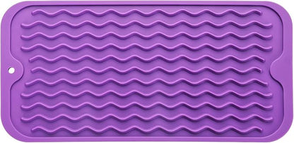 MicoYang Silicone Dish Drying Mat for Multiple Usage,Easy clean,Eco-friendly,Heat-resistant Silicone Mat for Kitchen Counter or Sink,Refrigerator or Drawer Liner Purple S 12 inches x 6 inches