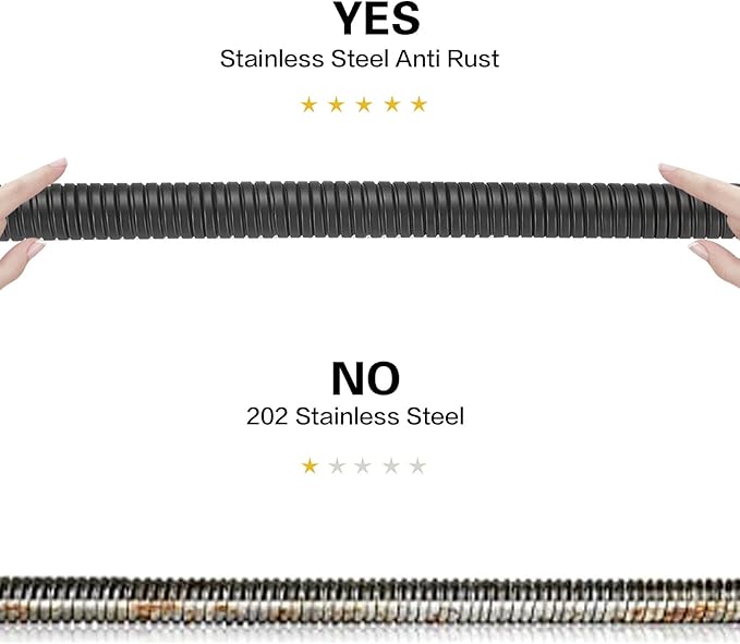 RUMOSE 59 inches Shower Hose Water Plating Shower Head Extension Hose Replacement Extra Long Stainless Steel Shower Tube Attachment Flexible Handheld Shower Sprayer Hose, Matte Black