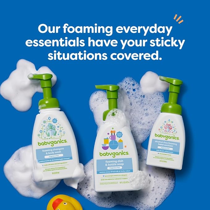 Babyganics Foaming Dish Soap, Pump Bottle, Fragrance Free, 16oz, 3 Pack