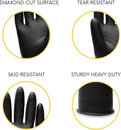 Chemical Resistant Latex Gloves,Cleaning Protective Safety Work Heavy Duty Rubber Gloves