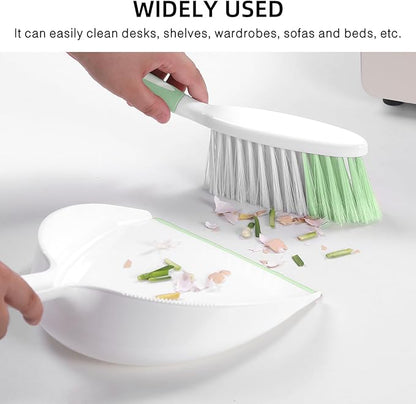 NACENA Dust Pan and Brush Set, Large Hand Broom and Dustpan Set Large Brush and Dustpan Set for Camping Broom and Dustpan Combo for Daily Cleaning Pet Hair Office Home Car, Light & Green