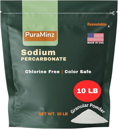 Sodium Percarbonate Powder 99.9% Purity - Oxygen Bleach, Hydrogen Peroxide Release Cleaner - Color-Safe Bleach Alternative for home and Laundry - 10 lbs