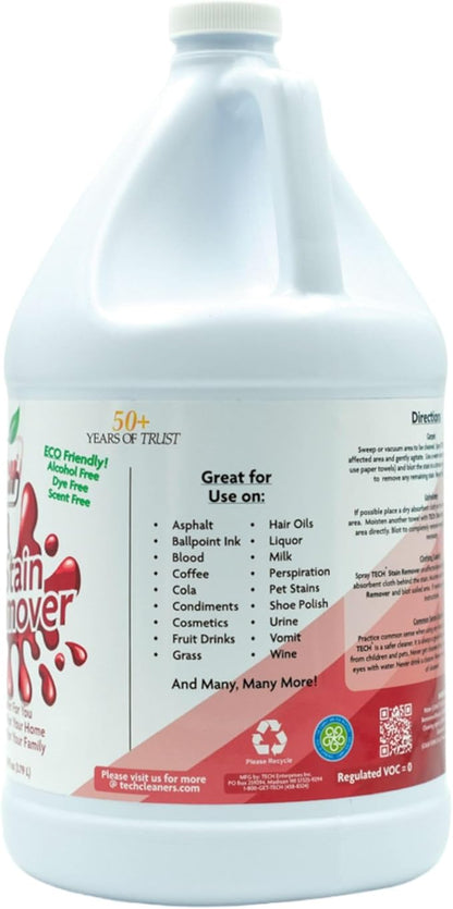 TECH Multi-Purpose Stain Remover, 128 oz, For Carpet, Clothes, Upholstery, and Other Fabrics