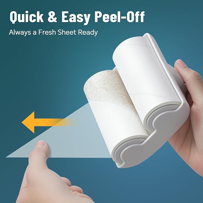 NiHome Dual Lint Remover Roller & 4 Refills, Strong Adhesive for Pet Hair, Dust, Lint Removal on Clothes, Furniture, Bedding, Curtains, Car Seats, 90 Sheets/Roll, Easy Tear & Replace for Travel, Home