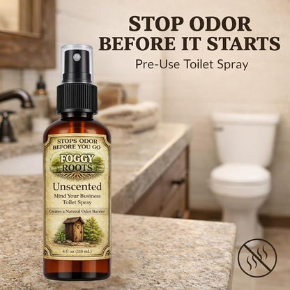 Unscented Pre-Poop Toilet Spray – Stops Odor Before It Starts, Bathroom Odor Eliminator for Toilet, 4 oz (200+ Uses) Travel, Home & Work