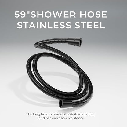 Wide Rain Shower Head With 5 Modes Handheld Showerheads, High Pressure Showerhead Combo with Extension Arm for Bathroom Accessories, Adjustable Shower Head with Anti-Clog Nozzles (Black)