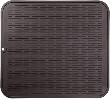 MicoYang Silicone Dish Drying Mat for Multiple Usage,Easy clean,Eco-friendly,Heat-resistant Silicone Mat for Kitchen Counter or Sink,Refrigerator or Drawer Liner Coffee XL 18 inches x 16 inches