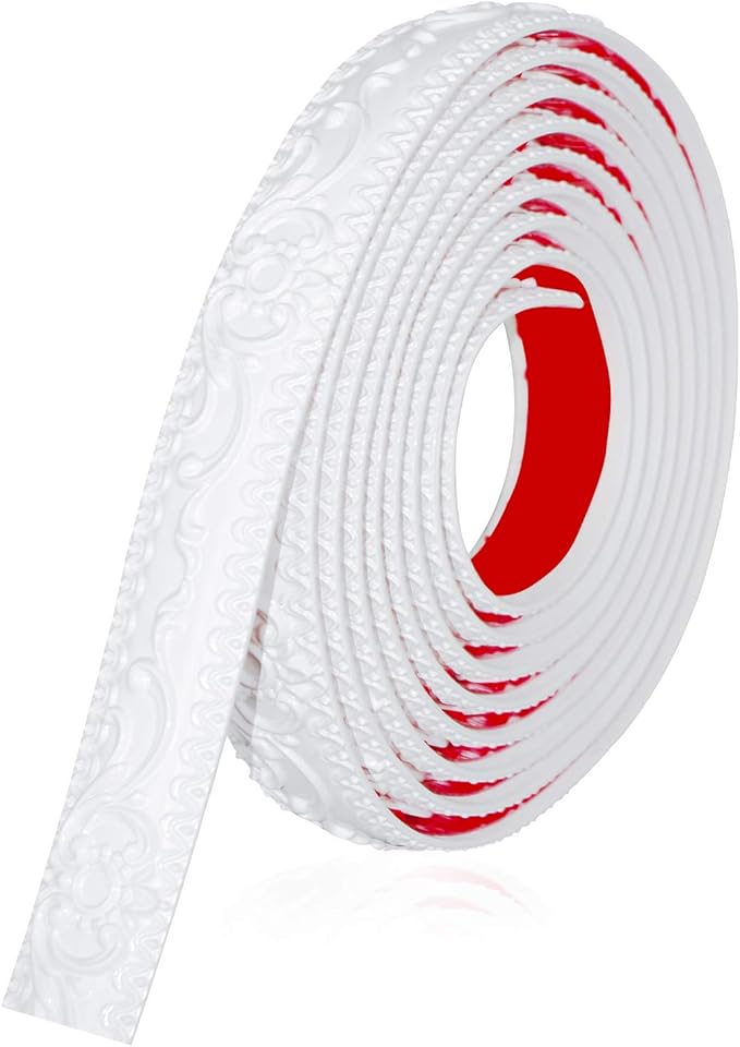 NeatiEase Flexible Molding Trim Wall Trim Self Adhesive, 16.4 Feet Peel and Stick Mirror Frame Border, Waterproof Bathroom Decor, Home Decor (White)