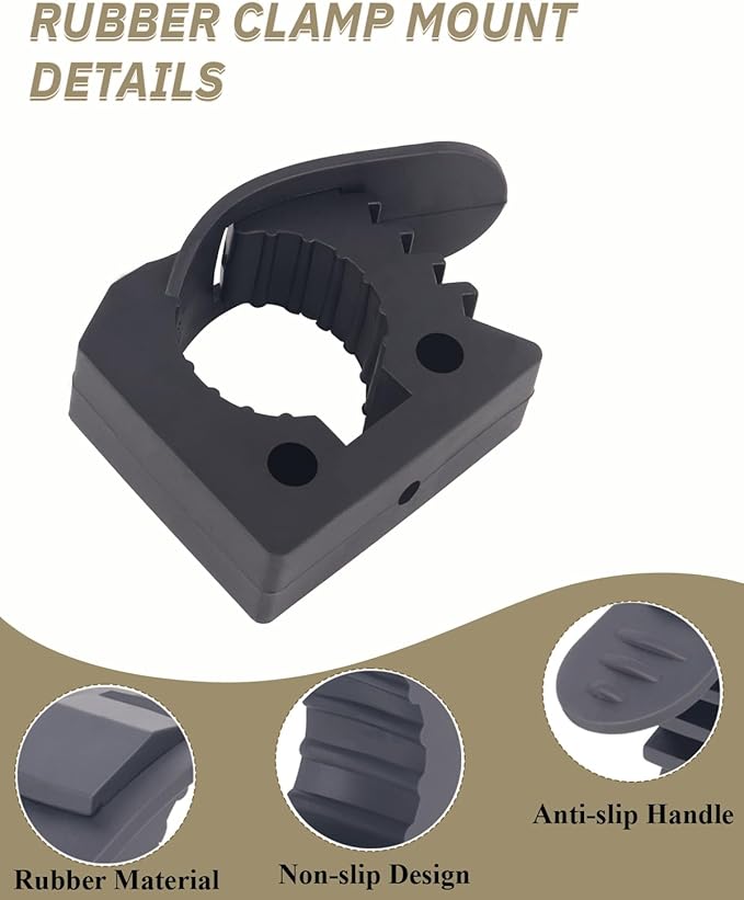 Axe Holder, Quick Release Rubber Clamp Mount Kit 1-1/4'' to 1-3/5'' Fist Mount Clamps Mounting Kit Diameter Tool Handles for Trucks UTV ATV Offroad 4X4 Parts Roof Rack Shovel Mounting Kit-4 Pack Black