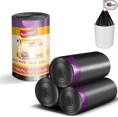 4 Gallon Drawstring Trash Bags,40 Count Black