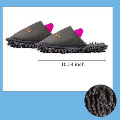 Warm Microfiber Slippers Floor Dust Dirt Hair Mop Slippers Shoes Anti-slip for Bedroom Home (Dark gray)