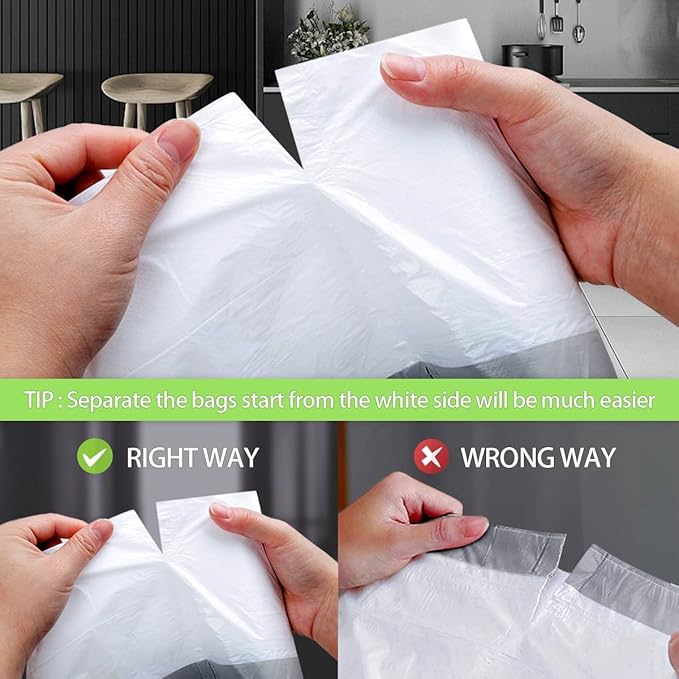 3 Gallon Small 140 Counts Strong Drawstring Trash Bags Garbage Bags by Teivio, Bathroom Trash Can Bin Liners, Plastic Bags for home office kitchen, White