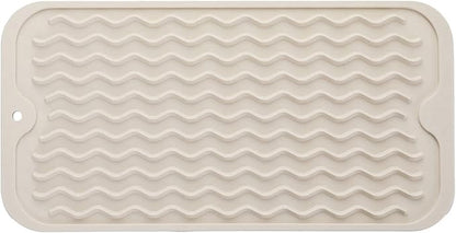 MicoYang Silicone Dish Drying Mat for Multiple Usage,Easy clean,Eco-friendly,Heat-resistant Silicone Mat for Kitchen Counter or Sink,Refrigerator or Drawer Liner Tapioca S 12 inches x 6 inches