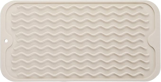 MicoYang Silicone Dish Drying Mat for Multiple Usage,Easy clean,Eco-friendly,Heat-resistant Silicone Mat for Kitchen Counter or Sink,Refrigerator or Drawer Liner Tapioca S 12 inches x 6 inches