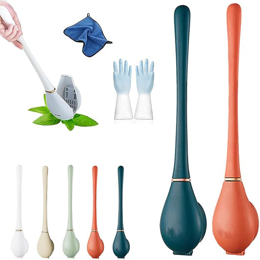 Modern Flexible Silicone Toilet Caspa for Home, Modern Home Flexible Silicone Toilet Brush, Wall Mounted Silicone Toilet Brush and Holder Set with Dispenser, Automatic Opening & Closing (2-AB)