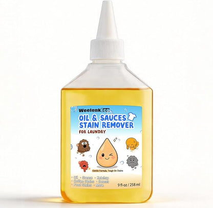 Instant Oil Stain Remover For Fabric (9 fl oz) – Effectively Eliminates Food Grease, Sauces, Motor Oil, Dried Oils, and Oily Stains. Safe for Skin and Machine-Washable Fabrics