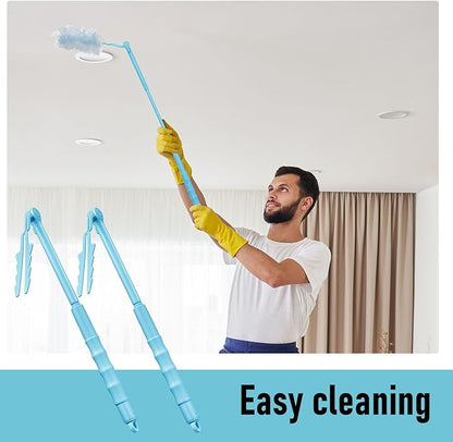 Colingmill 4 Pcs 3 ft Replacement Handles Compatible with Duster Refills, Extendable Long Extended Handle Only, Adjustable Length for Ceiling Fans, Blinds, Shelves, Windows (Sky Blue)