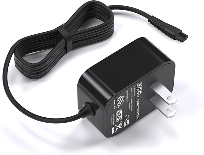 WUKUR 9V Charger for LABIGO Electric Spin Scrubber Compatible with Voweek VWS211, SP02, for LABIGO LA1, for Homitt HM115C HM115CW Electric Spin Scrubber Power Supply Cord Cable