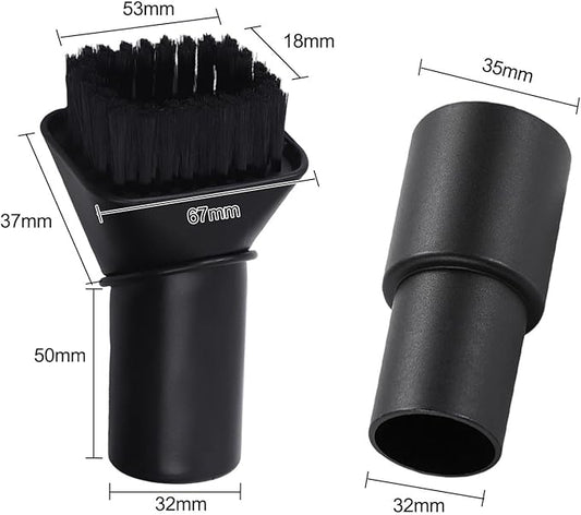 Round Vacuum Brush Set,Vacuum Dust Brush for Karcher WD2 WD3 WD4 WD5 Models, Dual Bristle Suction Brushes for Upholstery Carpet Dashboard Interior Cleaning with 32-35mm Adapter