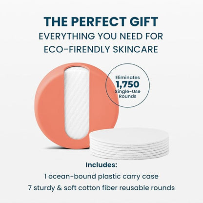 LastRound Reusable Makeup Remover Pads - 7 Washable Eco-Friendly Reusable Cotton Rounds for Face - Sustainable & Soft Cotton Face Pads for Facial Cleansing & Eye Makeup Removal - Travel Storage Case