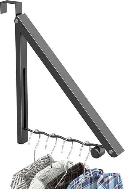 Hleelomi Clothes Drying Rack for Laundry Room Organization,Foldable Over The Door Drying Racks for Saving Space, Black 1 Pack