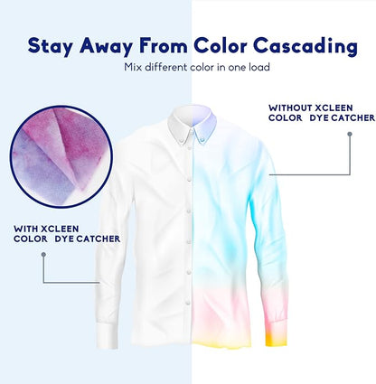 Xcleen Color Absorber Laundry Sheets 216 Count, Dye Catcher to Prevent Clothes from Smearing, Fragrance Free Color Trapping Sheets for Home School or Apartment