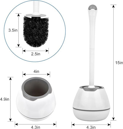 Toilet Bowl Brush and Holder, Toilet Scrubber 2 Pack with Long Handle, Easy to Hide, Drip-Proof, Deep Cleaning