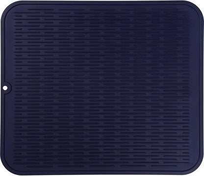 MicoYang Silicone Dish Drying Mat for Multiple Usage,Easy clean,Eco-friendly,Heat-resistant Silicone Mat for Kitchen Counter or Sink,Refrigerator or Drawer Liner Navy Blue 2XL 24 inches x 18 inches