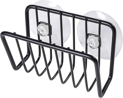 Toplife Sponge Holder for Kitchen Sink, Rust-Proof Suction Cup Sponge Caddy - Black