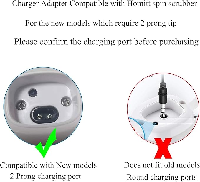 WUKUR 9V Charger for LABIGO Electric Spin Scrubber Compatible with Voweek VWS211, SP02, for LABIGO LA1, for Homitt HM115C HM115CW Electric Spin Scrubber Power Supply Cord Cable