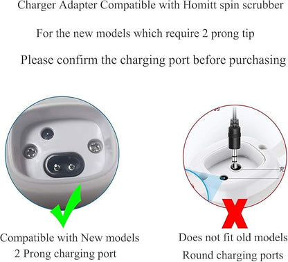 WUKUR 9V Charger for LABIGO Electric Spin Scrubber Compatible with Voweek VWS211, SP02, for LABIGO LA1, for Homitt HM115C HM115CW Electric Spin Scrubber Power Supply Cord Cable