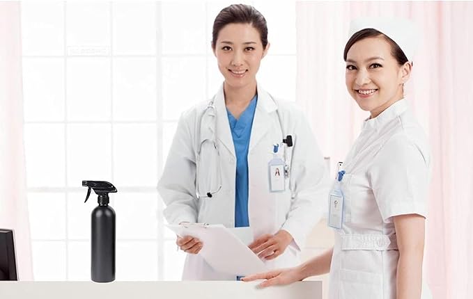 Plastic Spray Bottle for Hair, Plant Mister, and Cleaning - 500ml/17OZ Black Pack of 4