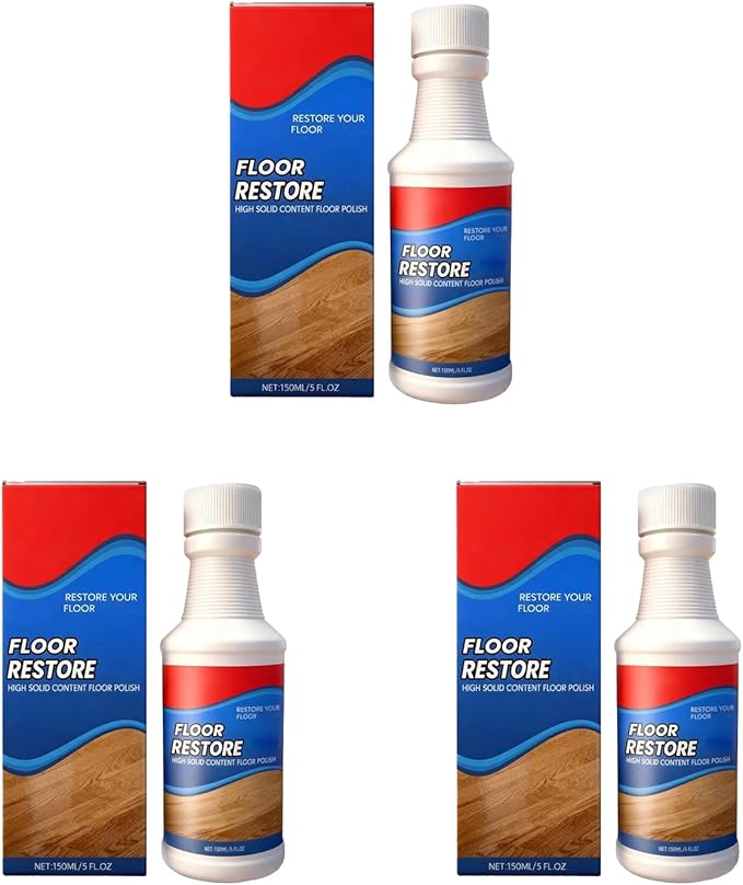 SakerPlus Floor Restore Cleaner, High-Solid Floor Polish for Shine Renewal & Protective Layer, Helps Reduce the Look of Small Scratches, Quick-Drying Clear Finish 5 fl oz (3-Pack)
