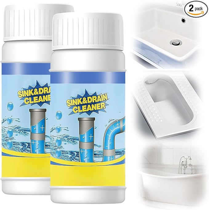 Sink & Drain Cleaner Powder, Quick Foaming Powder for Bathroom & Kitchen Dredging (2 pcs)
