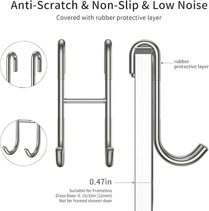 Shower Squeegee Set, 10-Inch Stainless Steel Squeegee for Bathroom, Shower Doors, Mirrors, Tiles, and Car Windows - 100% Streak Free, Includes Shower Door Hook, Adhesive Hook and Spare Silicone Blade