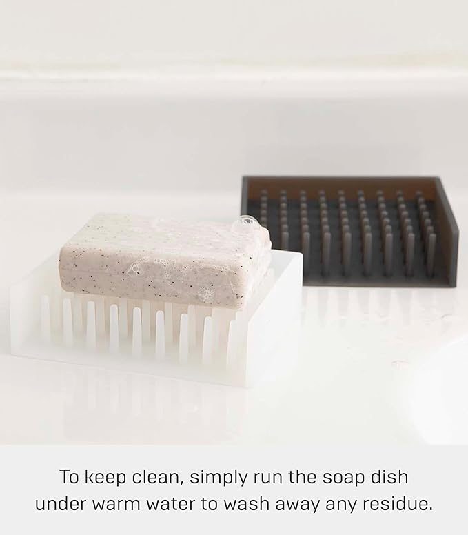 Yamazaki Home Float Self Draining Soap Tray - Floating Holder Dish for Sink - Silicone