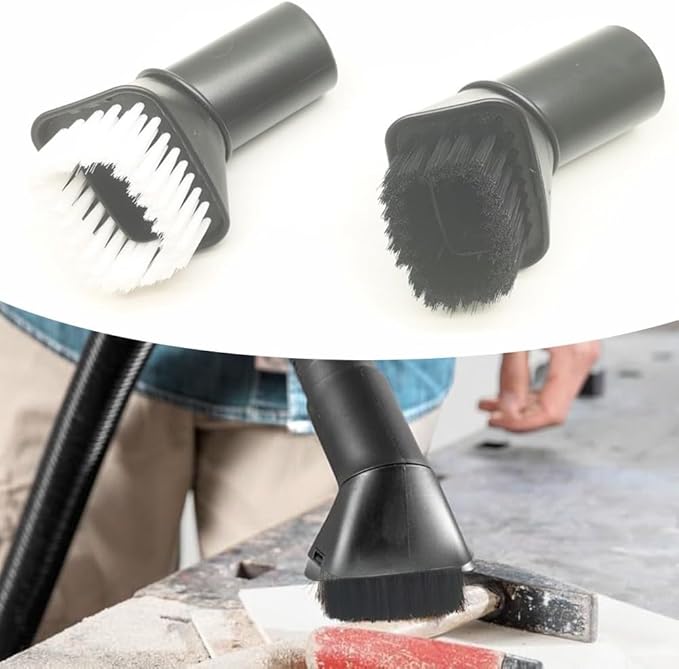 Round Vacuum Brush Set,Vacuum Dust Brush for Karcher WD2 WD3 WD4 WD5 Models, Dual Bristle Suction Brushes for Upholstery Carpet Dashboard Interior Cleaning with 32-35mm Adapter