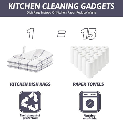 Nialnant 4PCS Cleaning Rags,100% Cotton Terry Dish Rags for Washing Dishes,Quick Drying Dish Cloths,Dish Towels for Kitchen,Purple Plaid-12x12in