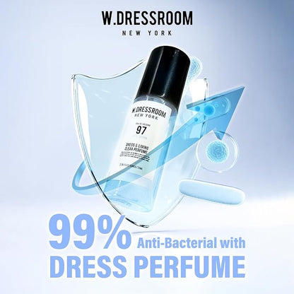 W.Dressroom No.97 April Cotton Living Clear Perfume, Body Mist, Long-Lasting Unisex, Alcohol-Free Water-Based, Spray on Skin, Clothes, Bedding & Car, Travel Size 5.28 oz