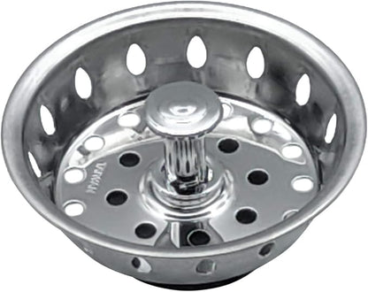 VIVA Kitchen Sink Strainer, Stainless Steel Basket Strainer Replacement, 3.5 Inch, Rubber Stopper, Chrome, Indoor Outdoor Use