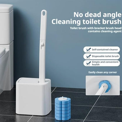 Disposable Toilet Brush,Toilet Cleaner Brush with 18 Replacement Heads & Holder,Automatic Lid Opening,for Cleaning & Hygienic Bathroom Toilets Shower Tiles Maintenance NewUpgrade (White)