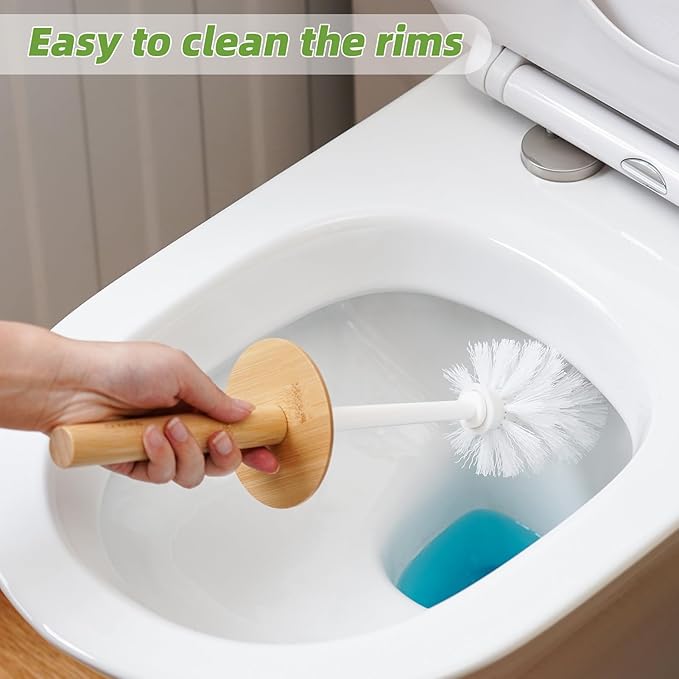 SUBEKYU Toilet Brush, Toilet Bowl Brush and Holder Set, Bathroom Toilet Bowl Cleaner Scrub Brush Set Scrubber for Deep Cleaning, White