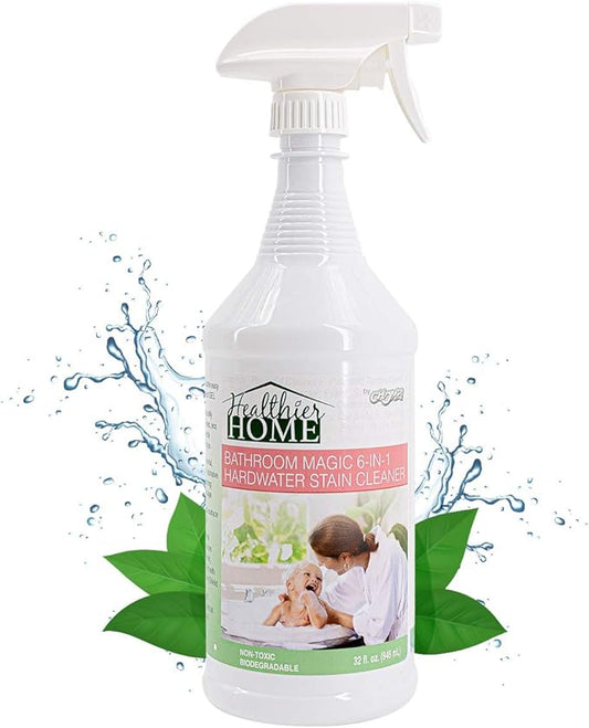 CHOMP! Bathroom Hardwater Stain Cleaner: Healthier Home BathroomMagic Gel Spray-Removes Soap Scum, Lime Scale Grime Remover Showers Toilets, Bath Tub, Tile, Grout, Grapefruit 32 oz