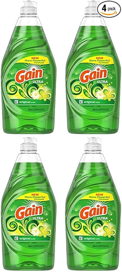 Gain Ultra Dishwashing Liquid Dish Soap, Original Scent - 21.6 Fluid Ounce (Pack of 4)