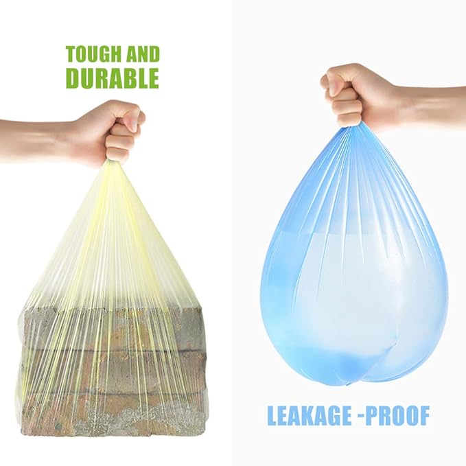 8 Gallon 330 Counts Clear Colorful Trash Bags Kitchen Garbage Bags by Teivio, fit 25-30Liter Bathroom Trash Can Bin Liners, Plastic Bags for home office kitchen，Multicolor