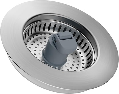 Hibbent 3 in 1 Kitchen Sink Drain Strainer, Stainless Steel Drain Stopper Combo, Pop Up Sink Stopper, Anti-Clogging Metal Basket Strainer with Handle for US Standard 3-1/2" Drain