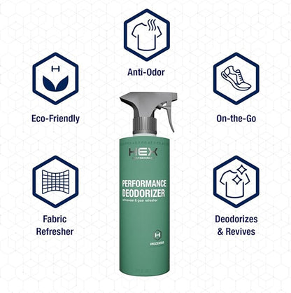 HEX Performance Deodorizing Spray, Fragrance Free, 22oz - Awesome for Shoes, Gear, Activewear & Fabrics, Yoga Mats & Gym Equipment, Carpet, Pets, Odor Eliminator & Fabric Refresher Spray