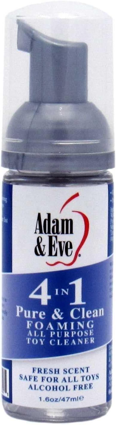 Adam & Eve Sex Toy Cleaner, 4 In 1 Pure And Clean Foaming Adult Toy Cleaner, Fast Acting Misting Spray For Adult Toys, Vibrators, Dildos, Tea Tree Oil Formula Perfect for Gifting, No Residue, 1.6 oz