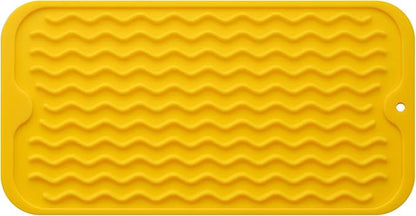 MicoYang Silicone Dish Drying Mat for Multiple Usage,Easy clean,Eco-friendly,Heat-resistant Silicone Mat for Kitchen Counter or Sink,Refrigerator or Drawer Liner Yellow S 12 inches x 6 inches